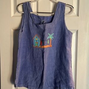 Fresh Produce SZ XL TANK cotton/Linen combo periwinkle blue -from 1996